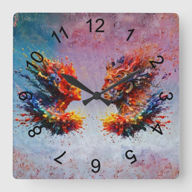 In the Beginning... Square Wall Clock (Front)