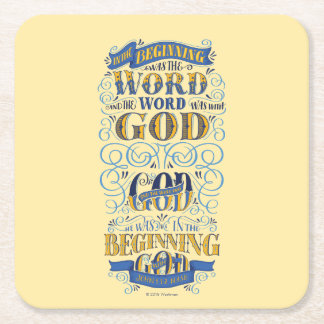 In the Beginning Was the Word Square Paper Coaster
