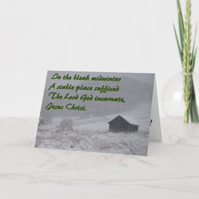 In the bleak midwinter, a stable. holiday card (Front)