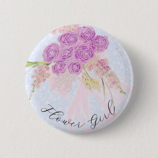 In the Blue- Pink bow Bouquet flower girl 2 Inch Round Button
