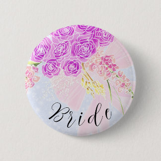 In the Blue-Pink Sheer Bow and Bouquet-Brides 2 Inch Round Button
