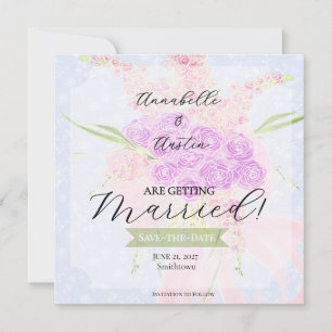 In The Blue- Sweet Pink sheer bow Bouquet   Save The Date