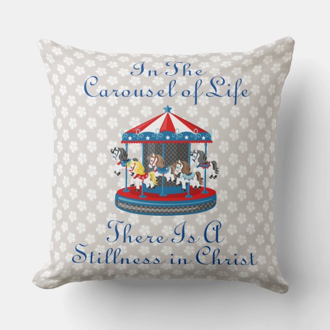 In the Carousel of Life Beige Eyelet Pillow (Front)