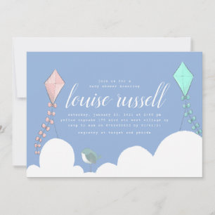 in the clouds baby shower invitation