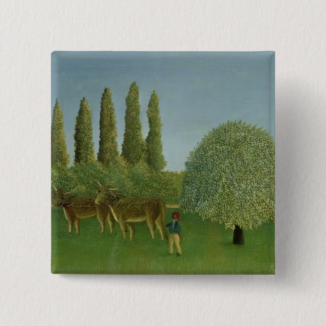In the Fields, 1910 2 Inch Square Button (Front)