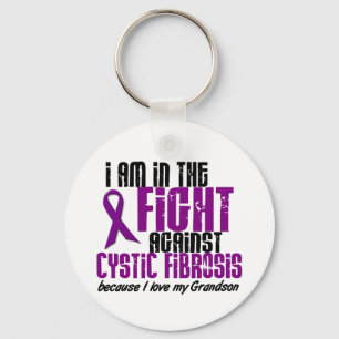 In The Fight Against Cystic Fibrosis GRANDSON Keychain