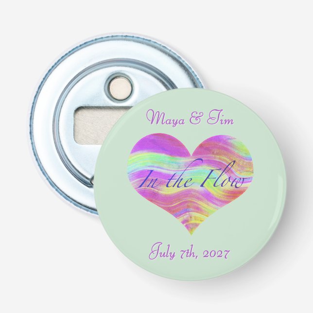 In the Flow of Love Button Bottle Opener (Front)