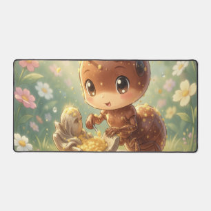 In the Footsteps of Floral Gold Desk Mat