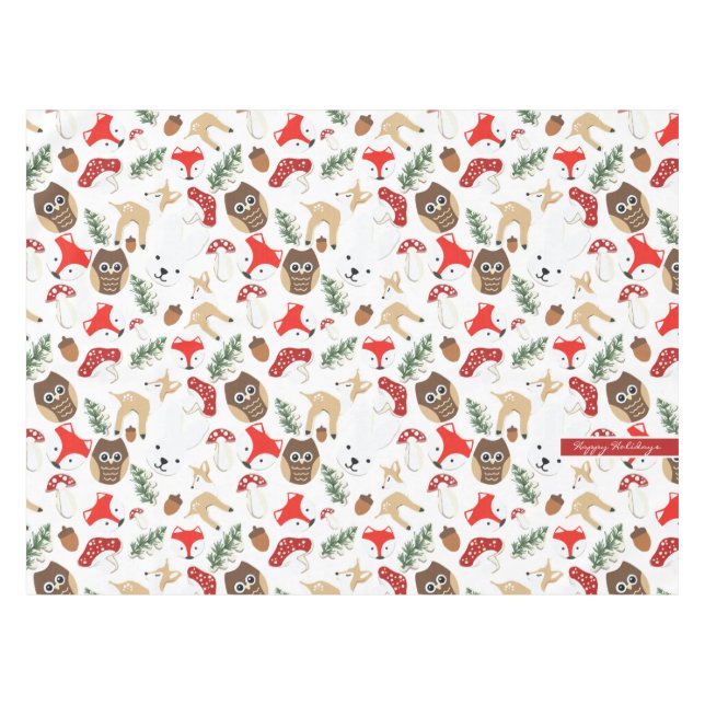 In the Forest Christmas Holidays Pattern Tablecloth (Front (Horizontal))