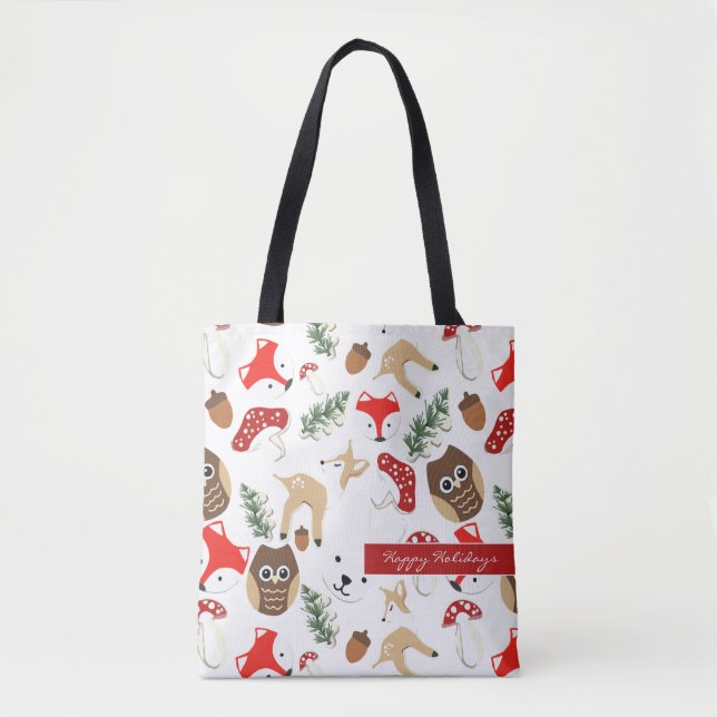 In the Forest Christmas Holidays Pattern Tote Bag (Front)
