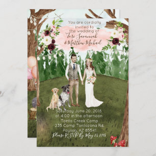 In The Forest Wedding Invitation with Dog-2 dogs