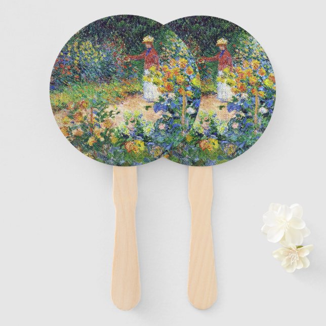 In the Garden by Claude Monet Hand Fan (Front and Back)