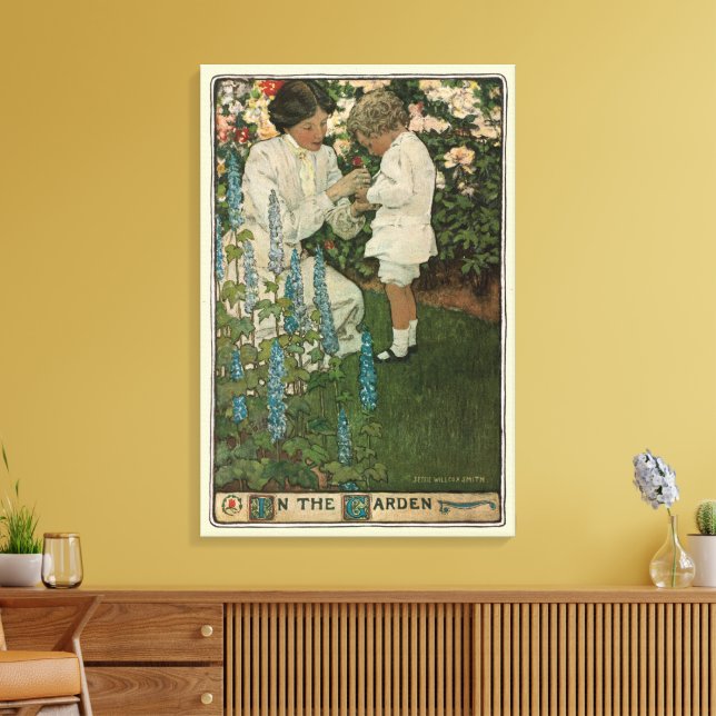 In the Garden by Jessie Willcox Smith Canvas Print (Insitu(LivingRoom))