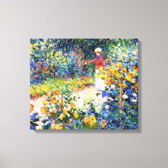 In the Garden Claude Monet woman painting Canvas Print (Front)