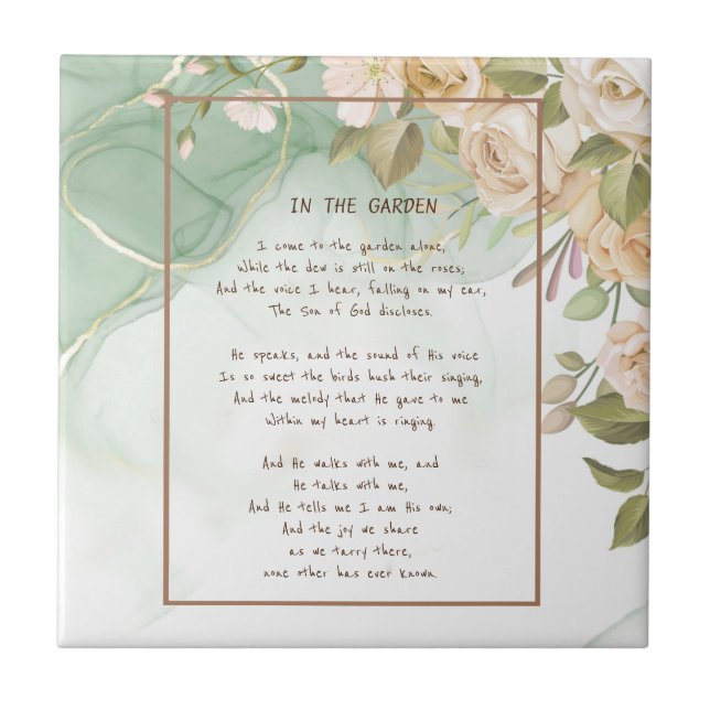 ~In the Garden Comforting Hymn Garden Antique Rose Tile (Front)