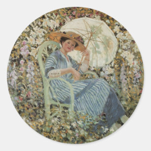 In the Garden, Giverny by Frederick Frieseke Classic Round Sticker