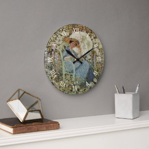 In the Garden, Giverny by Frederick Frieseke Large Clock