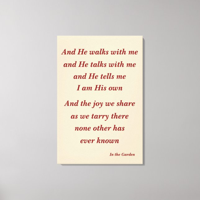 In the Garden Hymn Quote Canvas Print (Front)