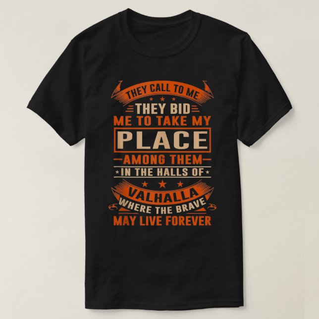 In the Halls of Valhalla Berserker,Vikings, Norse  T-Shirt (Design Front)