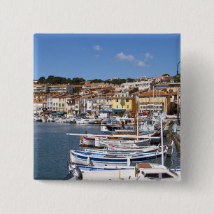 In the harbour in Cassis village. Fishing and 2 Inch Square Button