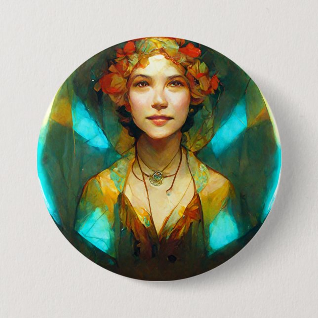 In The Light Art Nouveau Fantasy 3 Inch Round Button (Front)