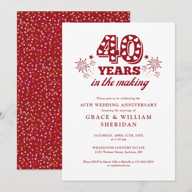 In The Making 40th Wedding Anniversary Invitation (Front/Back)