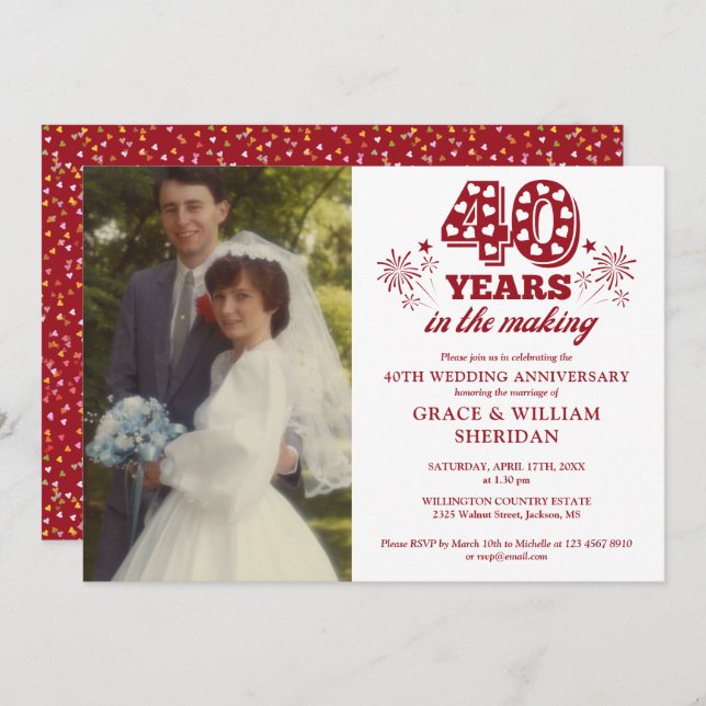 In The Making 40th Wedding Anniversary Photo Invitation (Front/Back)