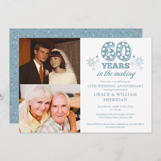 In The Making 60th Wedding Anniversary 2 Photo Invitation (Front/Back)