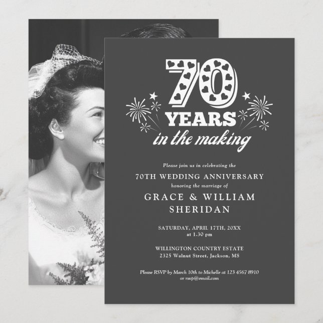 In The Making 70th Wedding Anniversary Photo Invitation (Front/Back)