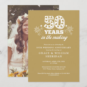 In The Making Gold 50th Wedding Anniversary Photo Invitation