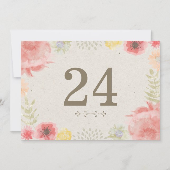 In the Meadow Summer Wedding Table Numbers (Front)