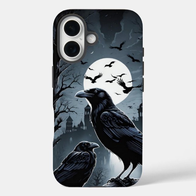 In the midnight Moon Raven Iphone 16 case (Back)