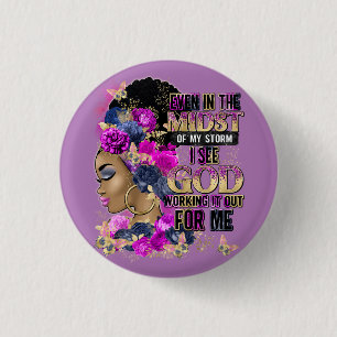In The Midst Queen Black Melanin Woman Brown Skin 1 Inch Round Button