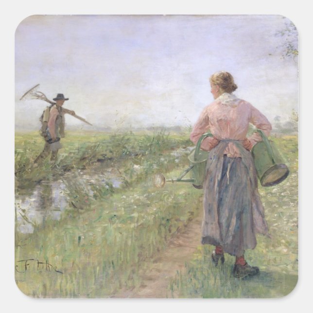 In the Morning, 1889 Square Sticker (Front)