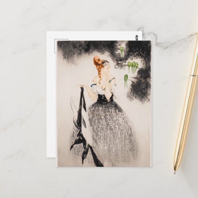 In the Nest, 1922 by Louis Icart Postcard (Front/Back In Situ)