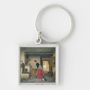 In the Pantry, 1868 (oil on panel) Keychain