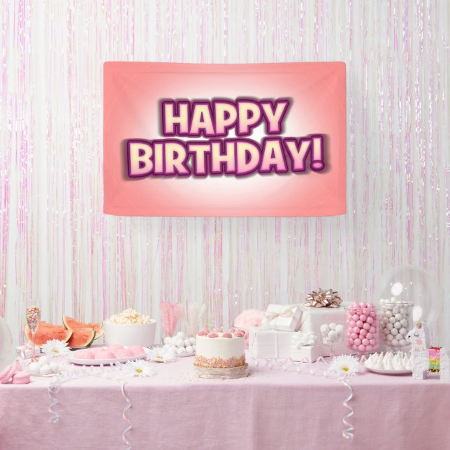 "In The Pink" Reusable Happy Birthday Party Banner (Party)