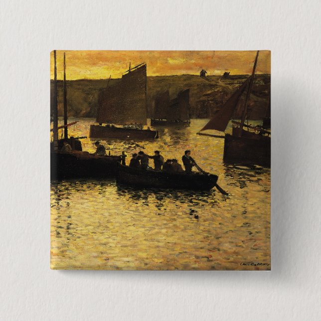 In the Port, 1895 2 Inch Square Button (Front)