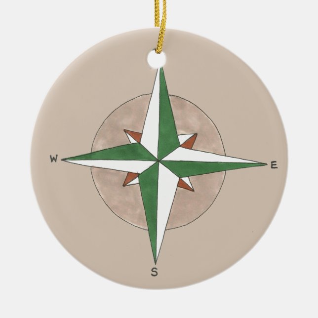 In the Right Direction Compass Camping Hiking Ceramic Ornament (Front)