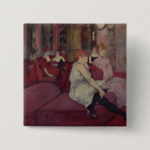 In the Salon at the Rue des Moulins, 1894 2 Inch Square Button