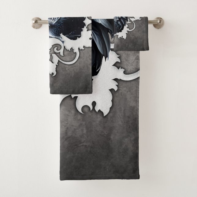 In the shadow of elegance: A black swan. Bath Towel Set (Insitu)
