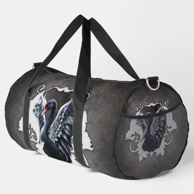 In the shadow of elegance: A black swan. Duffle Bag (Right Corner)