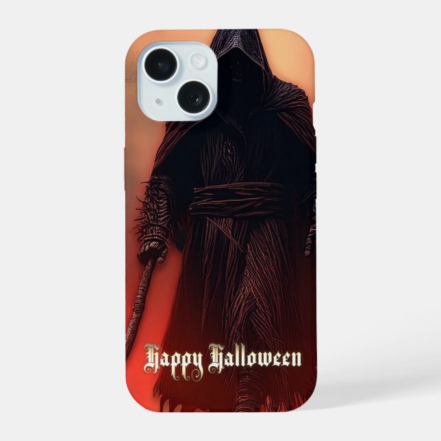 In the shadow of the Grim Reaper - Halloween iPhone 15 Case (Back)
