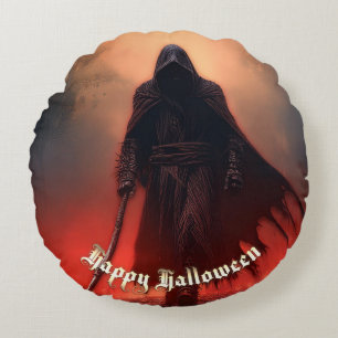 In the shadow of the Grim Reaper - Halloween Round Pillow
