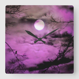 In The Sky Of Purple Square Wall Clock