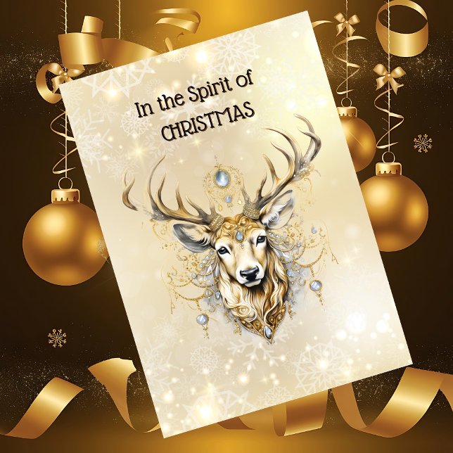 In the Spirit of Christmas Ornate Gold Deer Card (Creator Uploaded)