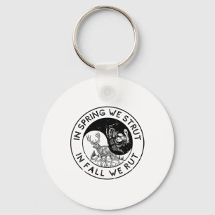 In The Spring We Strut In The Fall We Rut Seasonal Keychain
