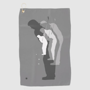 "In The Swing" Left Handed Golfer's Towel (B&W)