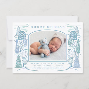 In The Tree Top Birth Announcement Blue