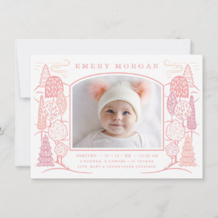In The Tree Top Birth Announcement Pink